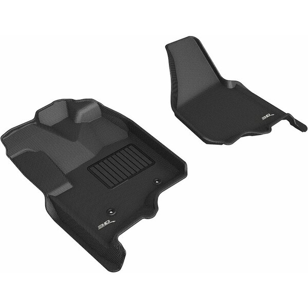 3D Mats Usa Custom Fit, Raised Edge, Black, Thermoplastic Rubber Of Carbon Fiber Texture, 2 Piece L1FR09011509